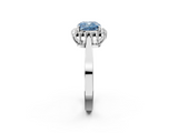 White gold Fancy Blue Cushion  Cut Diamond Halo Ring with Round Brilliant Halo and Solitaire Band_75