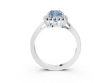 White gold Fancy Blue Cushion  Cut Diamond Halo Ring with Round Brilliant Halo and Solitaire Band_76
