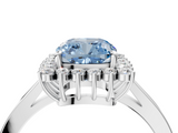 White gold Fancy Blue Cushion  Cut Diamond Halo Ring with Round Brilliant Halo and Solitaire Band_77
