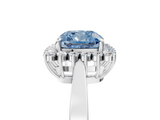 White gold Fancy Blue Cushion  Cut Diamond Halo Ring with Round Brilliant Halo and Solitaire Band_77