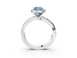 White gold Fancy Blue Cushion Cut Diamond Halo Ring with Round Split Shank and Prong Setting_15