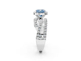 White gold Fancy Blue Cushion Cut Diamond Halo Ring with Round Split Shank and Prong Setting_20