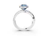 White gold Fancy Blue Cushion Cut Diamond Halo Ring with Round Split Shank and Prong Setting_21