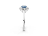 White gold Fancy Blue Cushion  Cut Diamond Halo Ring with Solitaire Band and Prong Setting_55