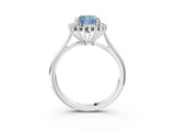 White gold Fancy Blue Cushion  Cut Diamond Halo Ring with Solitaire Band and Prong Setting_56