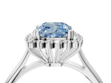White gold Fancy Blue Cushion  Cut Diamond Halo Ring with Solitaire Band and Prong Setting_57