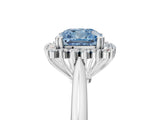 White gold Fancy Blue Cushion  Cut Diamond Halo Ring with Solitaire Band and Prong Setting_58