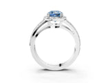 White gold Fancy Blue Cushion Cut Diamond Halo Ring with Split Shank Pavé Band and Four-Prong Setting_27