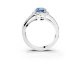 White gold Fancy Blue Cushion Cut Diamond Halo Ring with Split Shank Pavé Band and Four-Prong Setting_51