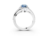 White gold Fancy Blue Cushion Cut Diamond Halo Ring with Split Shank Pavé Band and Four-Prong Setting_63
