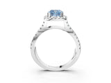 White gold Fancy Blue Cushion Cut Diamond Halo Ring with Split Shank Pavé Band and Prong Setting_81