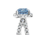 White gold Fancy Blue Cushion Cut Diamond Halo Ring with Split Shank Pavé Band and Prong Setting_84