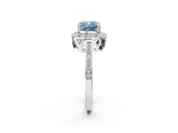 White gold Fancy Blue Cushion Cut Diamond Halo Ring with Split Shank and Four-Prong Setting_63