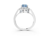 White gold Fancy Blue Cushion Cut Diamond Halo Ring with Split Shank and Four-Prong Setting_64