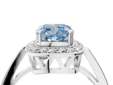 White gold Fancy Blue Cushion Cut Diamond Halo Ring with Split Shank and Four-Prong Setting_65