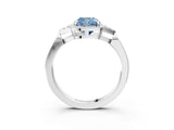 White gold Fancy Blue Cushion Cut Diamond Halo Ring with Tapered Band and Four-Prong Setting_22