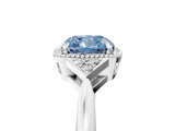 White gold Fancy Blue Cushion Cut Diamond Halo Ring with Tapered Band and Four-Prong Setting_24