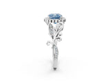White gold Fancy Blue Cushion Cut Diamond Halo Ring with Vintage Split Shank and Four-Prong Setting_87