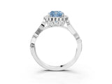 White gold Fancy Blue Cushion Cut Diamond Halo Ring with Vintage Split Shank and Four-Prong Setting_88