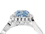 White gold Fancy Blue Cushion Cut Diamond Halo Ring with Vintage Split Shank and Four-Prong Setting_89