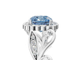 White gold Fancy Blue Cushion Cut Diamond Halo Ring with Vintage Split Shank and Four-Prong Setting_90