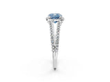 White gold Fancy Blue Cushion Cut Diamond Halo Split Shank Engagement Ring_71