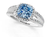 White gold Fancy Blue Cushion Cut Diamond Halo Split Shank Engagement Ring_74