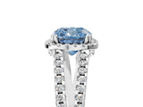 White gold Fancy Blue Cushion Cut Diamond Halo Split Shank Engagement Ring_78