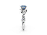 White gold Fancy Blue Cushion Cut Diamond  Halo Twist Band Solitaire Prong Setting Ring_14