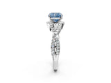 White gold Fancy Blue Cushion Cut Diamond  Halo Twist Band Solitaire Prong Setting Ring_26