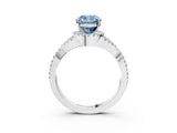 White gold Fancy Blue Cushion Cut Diamond  Halo Twist Band Solitaire Prong Setting Ring_27