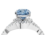White gold Fancy Blue Cushion Cut Diamond  Halo Twist Band Solitaire Prong Setting Ring_28