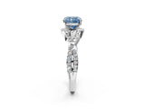 White gold Fancy Blue Cushion Cut Diamond  Halo Twist Band Solitaire Prong Setting Ring_57
