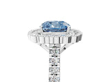 White gold Fancy Blue Cushion  Cut Diamond Milgrain Floral Halo Engagement Ring with Pavé Band_20