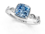 White gold Fancy Blue Cushion  Cut Diamond Milgrain Marquise Band with Prong Setting_4