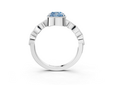 White gold Fancy Blue Cushion  Cut Diamond Milgrain Marquise Band with Prong Setting_6
