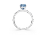 White gold Fancy Blue Cushion  Cut Diamond Pavé Band Ring with Four-Prong Setting_44