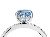 White gold Fancy Blue Cushion  Cut Diamond Pavé Band Ring with Four-Prong Setting_45