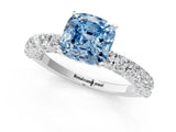White gold Fancy Blue Cushion Cut Diamond Pavé Band Solitaire Ring with Prong Setting_72
