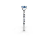 White gold Fancy Blue Cushion Cut Diamond Pavé Band Solitaire Ring with Prong Setting_73