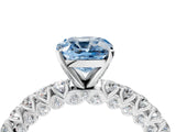 White gold Fancy Blue Cushion Cut Diamond Pavé Band Solitaire Ring with Prong Setting_75
