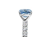 White gold Fancy Blue Cushion Cut Diamond Pavé Band Solitaire Ring with Prong Setting_77