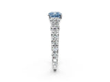 White gold Fancy Blue Cushion  Cut Diamond Pavé Band Solitaire with Four-Prong Setting_17