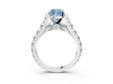White gold Fancy Blue Cushion  Cut Diamond Pavé Band Solitaire with Four-Prong Setting_18