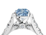 White gold Fancy Blue Cushion  Cut Diamond Pavé Band Solitaire with Four-Prong Setting_19