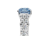 White gold Fancy Blue Cushion  Cut Diamond Pavé Band Solitaire with Four-Prong Setting_20