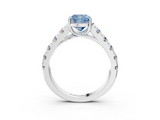 White gold Fancy Blue Cushion  Cut Diamond Pavé Band Solitaire with Four-Prong Setting_6