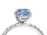 White gold Fancy Blue Cushion  Cut Diamond Pavé Band Solitaire with Four-Prong Setting_7
