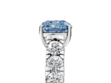 White gold Fancy Blue Cushion  Cut Diamond Pavé Band Solitaire with Four-Prong Setting_8