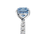 White gold Fancy Blue Cushion  Cut Diamond Pavé Band Solitaire with Four-Prong Setting_8